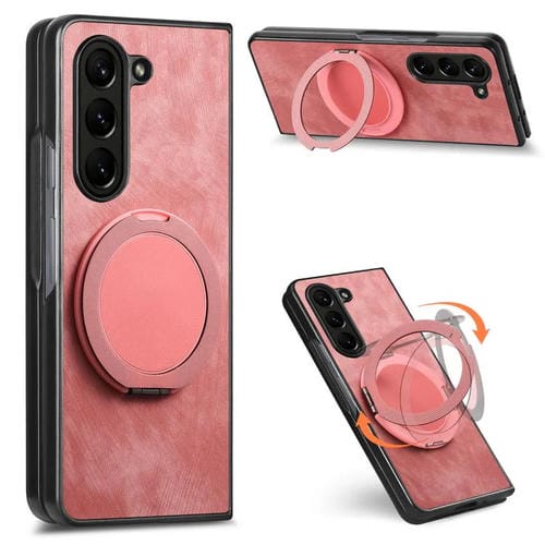 Funda de cuero retro con soporte giratorio para Samsung Galaxy Z Fold6 (rosa)