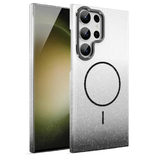 Funda MagSafe a prueba de golpes para Samsung Galaxy S23 Ultra 5G con purpurina dorada y degradado (negro)