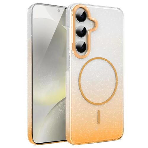 Funda MagSafe a prueba de golpes para Samsung Galaxy S24 5G con purpurina dorada y degradado (dorada)