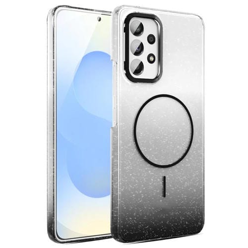 Funda MagSafe a prueba de golpes para Samsung Galaxy A53 5G con purpurina dorada y degradado (negro)