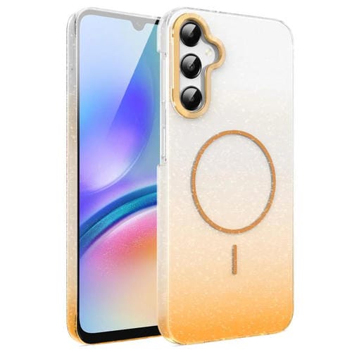Funda MagSafe a prueba de golpes para Samsung Galaxy A05s con purpurina dorada y degradado (dorada)