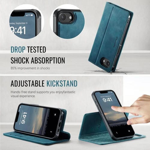 Funda de cuero desmontable CaseMe C49 MagSafe con bloqueo RFID para iPhone 16e (verde)