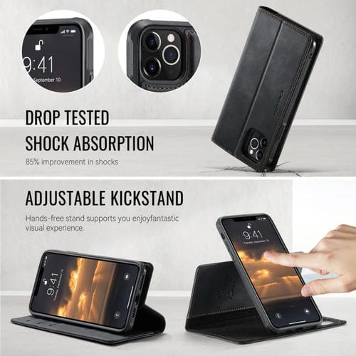 Funda de cuero desmontable CaseMe C49 con bloqueo RFID MagSafe para iPhone 11 Pro (negra)