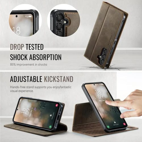 Funda de cuero desmontable con bloqueo RFID magnético para Samsung Galaxy A54 5G CaseMe C49 (café)