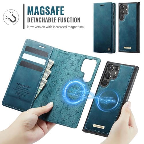Funda de cuero desmontable con bloqueo RFID magnético para Samsung Galaxy S25 Ultra 5G CaseMe C49 (verde)