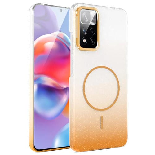 Funda para Xiaomi Redmi Note 11 Pro 4G/5G con purpurina dorada y degradado MagSafe a prueba de golpes (dorada)
