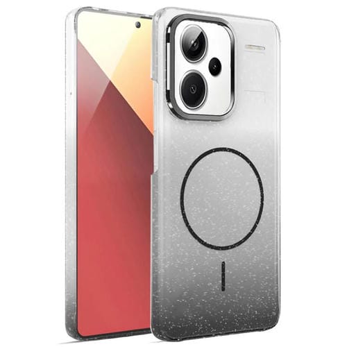 Funda MagSafe a prueba de golpes para Xiaomi Redmi Note 13 Pro+ 5G con purpurina dorada y degradado (negro)