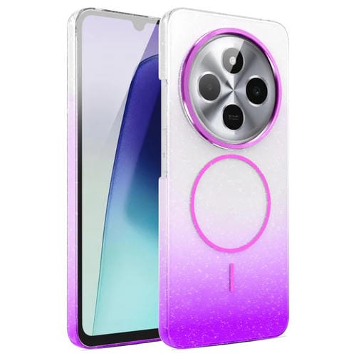 Funda MagSafe a prueba de golpes para Xiaomi Redmi 14C 4G con purpurina dorada y degradado (morado)