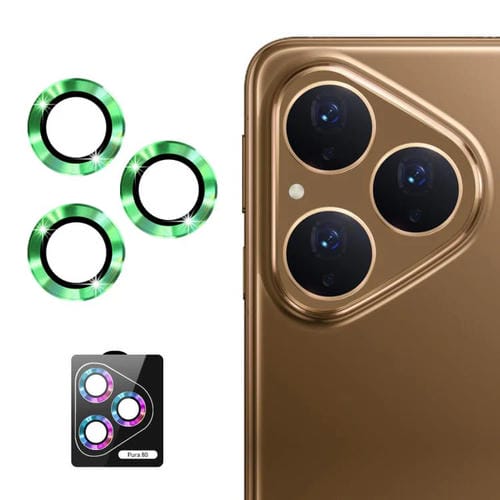 Película de vidrio templado ENKAY 9H para lente trasera de Huawei Pura 80 5G, aleación de aluminio (verde)