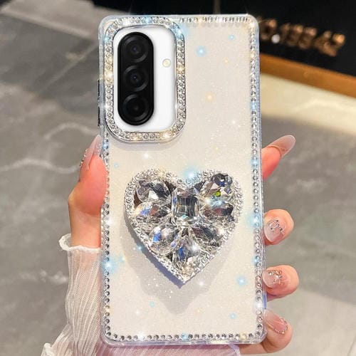 Funda transparente con forma de corazón y diamantes brillantes para Samsung Galaxy A26 5G