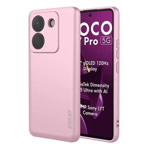 ENKAY - Funda de silicona líquida suave a prueba de golpes para Xiaomi Poco M7 Pro (rosa)