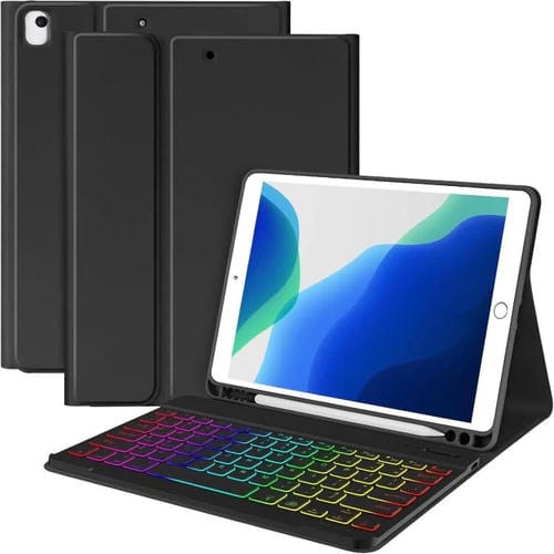Funda con teclado magnético Bluetooth a color para iPad 2022 (negro premium)
