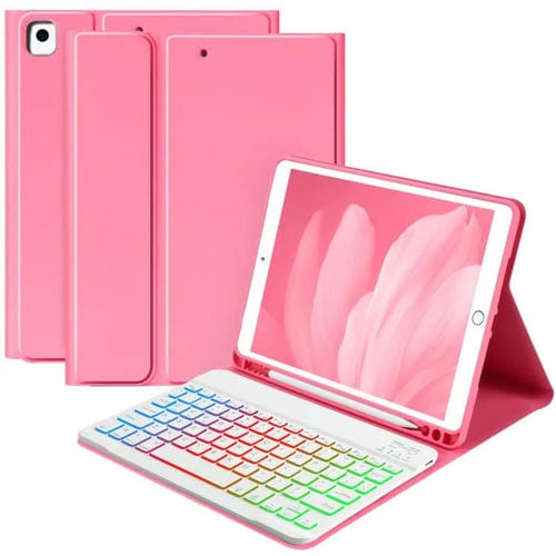 Funda magnética con teclado Bluetooth para iPad 2022 (rojo begonia)