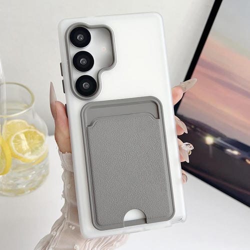 Funda de cuero con textura para Samsung Galaxy S24 FE 5G, a prueba de golpes (gris)