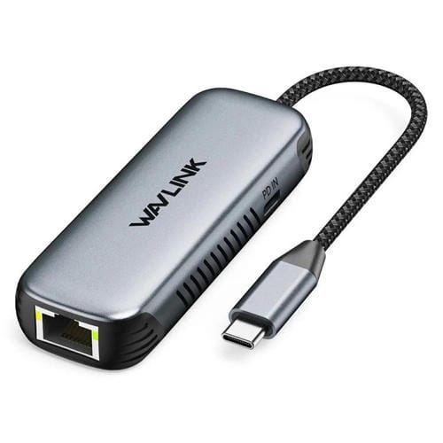 Adaptador USB-C a Ethernet RJ45 WAVLINK NWU340GD 5 Gbps con puerto de carga 95 W