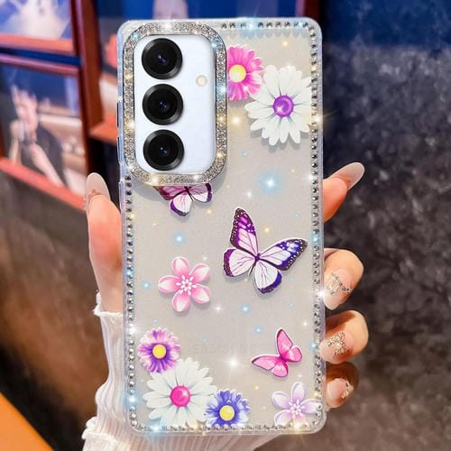 Funda a prueba de golpes con diseño de mariposa y brillo de diamante para Samsung Galaxy A16 5G (Mariposa, amor, flor, B5)