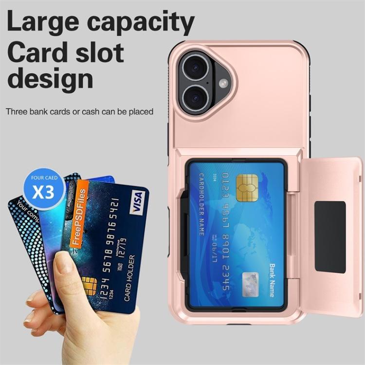 Funda a prueba de golpes con tarjetero Kalebol para iPhone 16 Plus (azul)