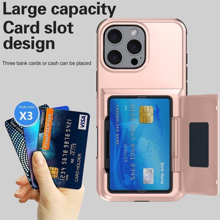 Funda a prueba de golpes Kalebol Flip Card Wallet para iPhone 15 Pro Max (Rojo)