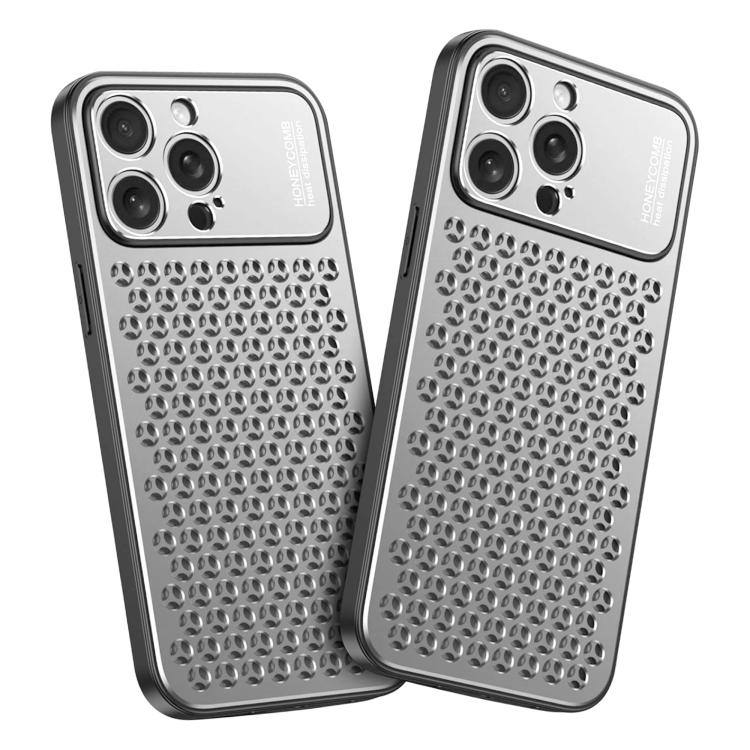 Funda metálica transpirable y refrescante Kalebol para iPhone 15 Pro Max (plateada)