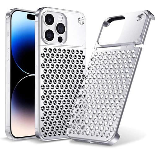 Funda de aleación de aluminio Kalebol con aromaterapia para iPhone 15 Pro (plateada)
