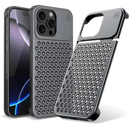 Funda de aleación de aluminio Kalebol con aromaterapia para iPhone 14 Pro (gris)