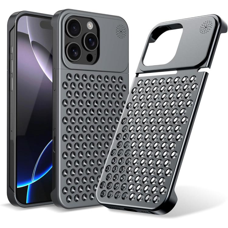 Funda de aleación de aluminio Kalebol con aromaterapia para iPhone 13 Pro Max (gris)
