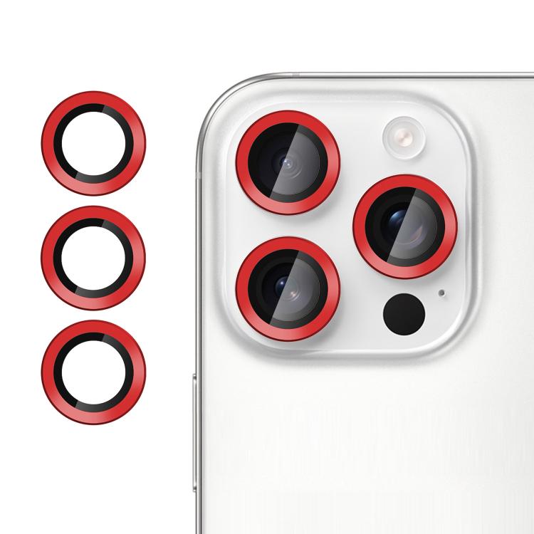 For iPhone 15 Pro Max Kalebol No Flicker Ultra-Thin Individual Camera Lens Tempered Glass Film(Red)