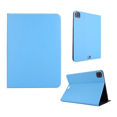 Funda Protectora para iPad Pro 11 Pulgadas (2020) Voltaje Tejido Liso Cuero Elástico Soporte TPU Suspensión (Azul Claro)