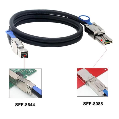 Cable para Disco Duro Externo Servidor Mini Sas HD Sff-8644 a 8088 26P de 2 Metros
