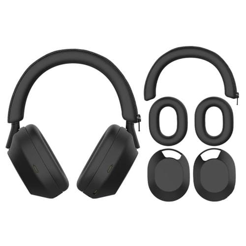 Auriculares Bluetooth Sony Wh-1000Xm5 + Diadema + Funda Protectora para Orejeras (3 en 1) (Negro)