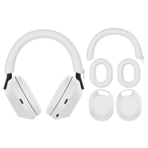Accesorios para Auriculares Bluetooth Sony Wh-1000Xm5 + Diadema + Funda Protectora para Orejeras (3 En 1) (Blanco)