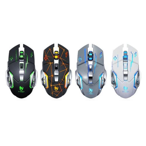 Ratón Inalámbrico T-Wolf Q13 para Juegos 2,4 GHz con 6 Teclas y Luz RGB (Gris) Modo Dual
