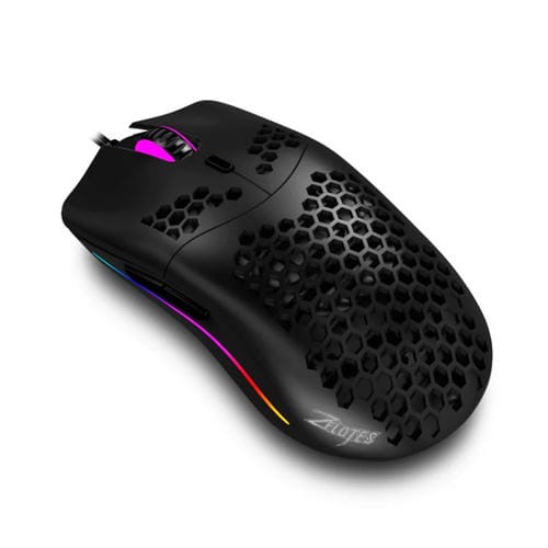 Ratón con Cable Zelotes C7 para Computadora de Oficina con Iluminación RGB y 7 Botones (Negro)