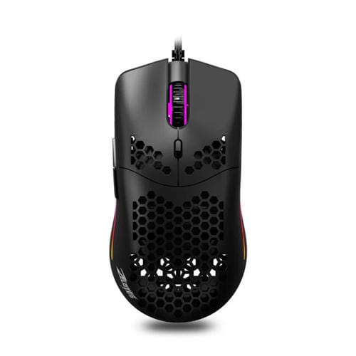 Ratón con Cable Zelotes C7 para Computadora de Oficina con Iluminación RGB y 7 Botones (Negro)