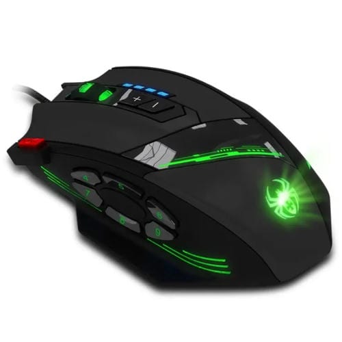 Ratón con Cable para Juegos Zelotes C12 con Programación de 12 Botones Ergonómico (Negro)
