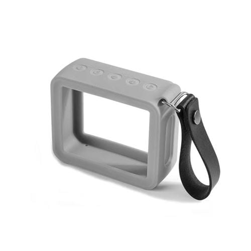 Funda de silicona para altavoz JBL Go 2 con correa de mano de PU (Gris)