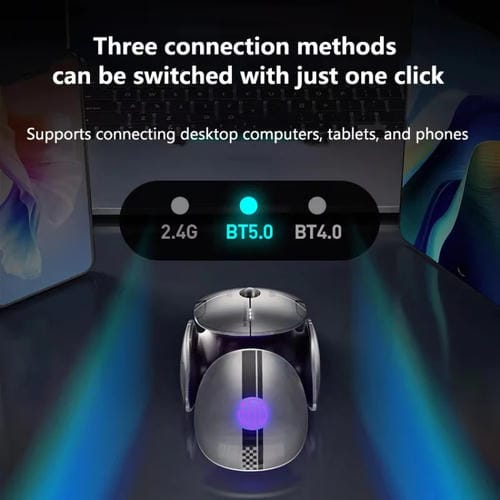 Ratón Inalámbrico Bluetooth Inphic X2 Recargable Silencioso Tres Modos para Juegos Oficina Portátil (Gris Metal Líquido)