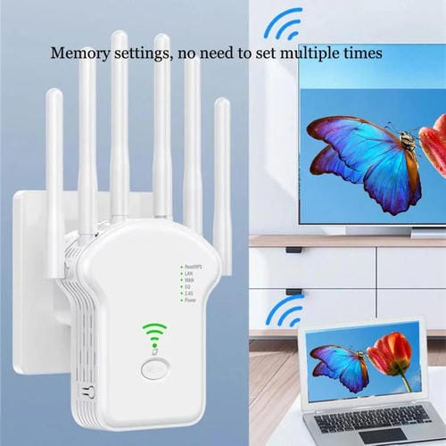 Repetidor Amplificador de Señal WIFI Urant U13 Banda Dual 1200 Mbps 2,4 G/5 G Enchufe Estadounidense (Blanco)