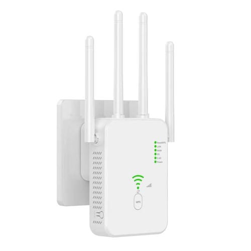 Repetidor Inalámbrico Urant U10 300 Mbps 2,4 GHz Amplificador Señal WIFI 4 Antenas Enchufe Estadounidense (Blanco)