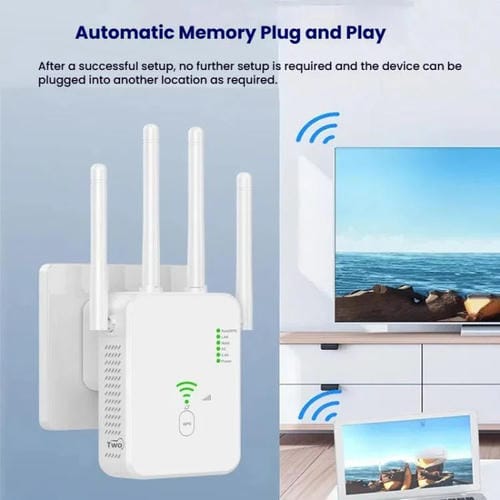 Repetidor Inalámbrico Urant U10 1200 Mbps Amplificador Señal WIFI 2,4G 5,8G 4 Antenas Enchufe Británico (Blanco)