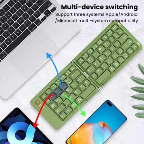 Teclados Inalámbricos Portátiles Plegables Mini B023 con Bluetooth para Teléfono Celular y Computadora (Negro)