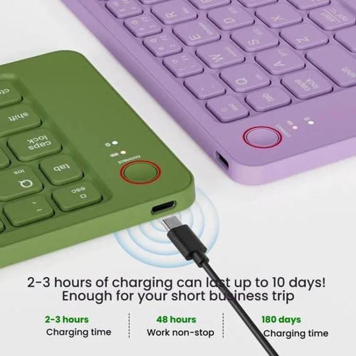 Teclados Inalámbricos Portátiles Plegables Mini B023 con Bluetooth para Teléfono Celular y Computadora (Negro)