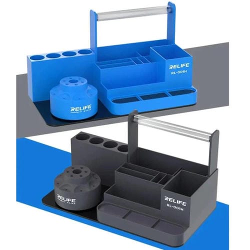 Organizador Giratório Relife RL-001H Reparação de Phones Celulares com Prateleira e Chave de Fendas (Cinza)