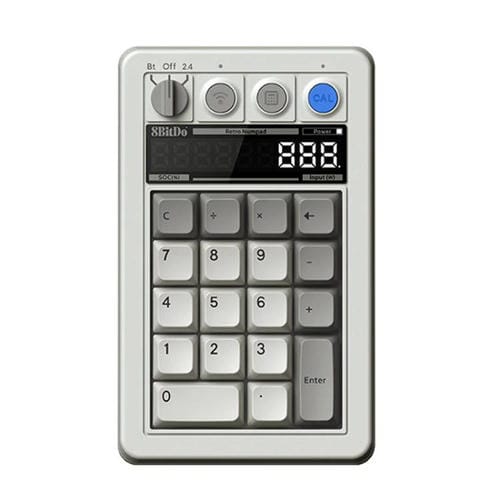 Teclado Numérico Mecánico 8Bitdo Retro18 para Ordenador con Conexión Trimodo 2 En 1 (Gris Claro)