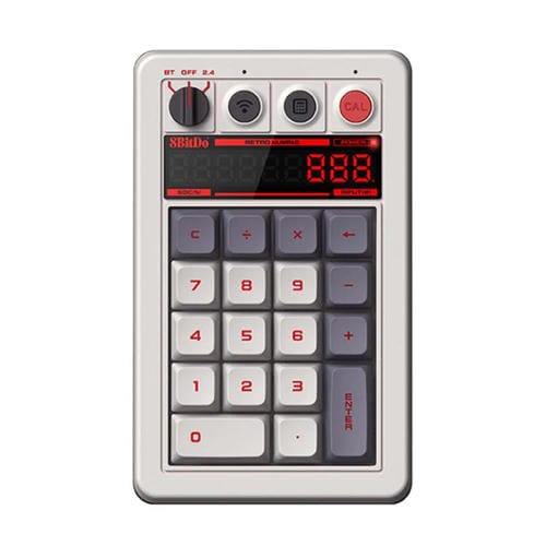 Teclado Numérico Mecánico 8Bitdo Retro18 para Ordenador con Conexión Trimodo 2 En 1 (Gris)