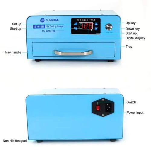 UV LED Curing Filming Box Sunshine S-918B Optical Glue Repair on Curved Screens (EU Plug 220V)