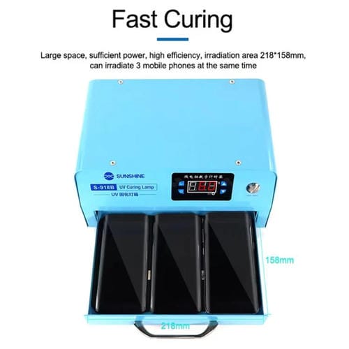 UV LED Curing Filming Box Sunshine S-918B Optical Glue Repair on Curved Screens (EU Plug 220V)