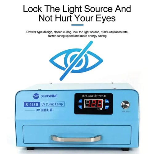 UV LED Curing Filming Box Sunshine S-918B Optical Glue Repair on Curved Screens (EU Plug 220V)