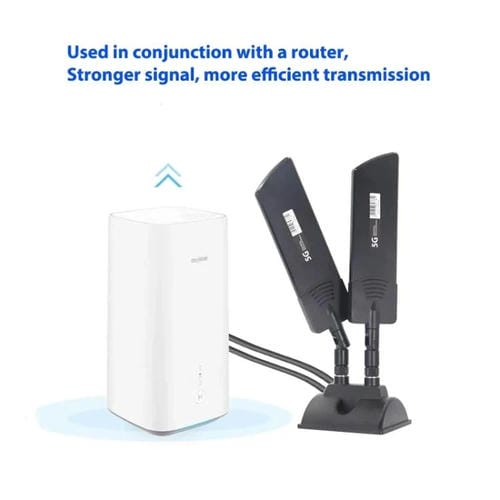 Antena Externa para Enrutador 5G TS9 42 dBi Amplificador de Señal WIFI de Largo Alcance para Exteriores (Blanco)