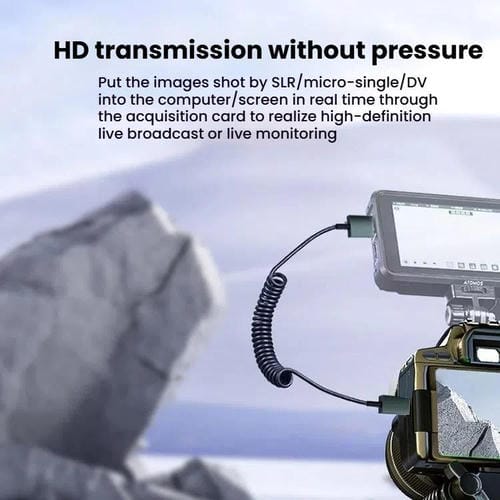 Cable HDMI 2.1 8K 60 Hz Micro HDMI con Resorte y Curvatura Izquierda 0,5 m